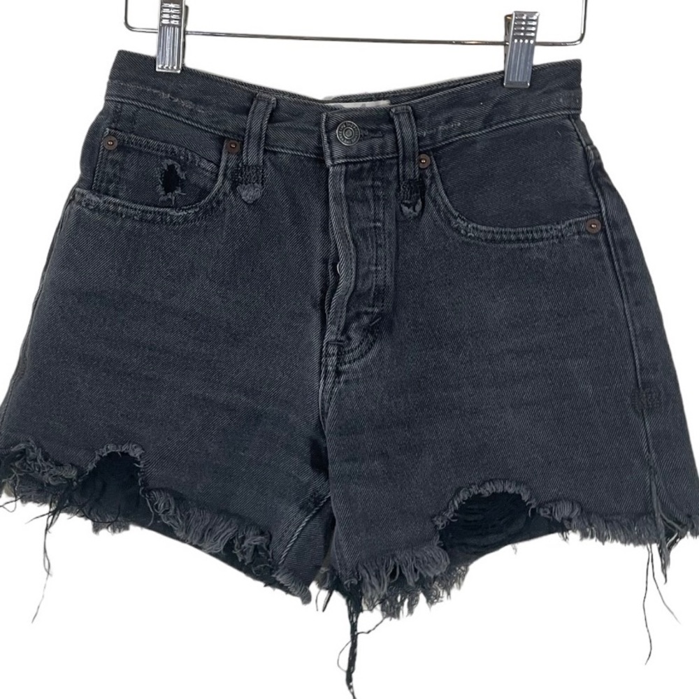 💛💛 4/$25 We The Free Faded black High Waisted Denim Shorts/ raw hem/ sz 24